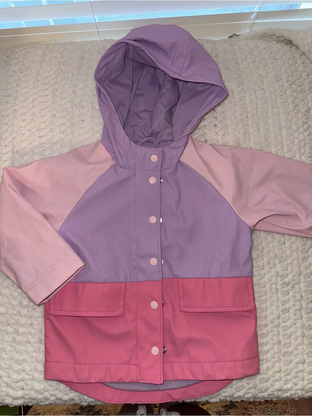 Old Navy Girls' Lavender, Light Pink & Raspberry Hooded Raincoat